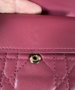 Christian Dior Lady Dior Lotus Wallet Cannage Lambskin Fuchsia Pink Gold - Image 10