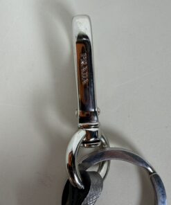 Prada Saffiano Leather Skull Crossbones Bag Charm Keychain Metallic Silver Studded - Image 3