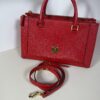 MCM Milano Red Saffiano Leather Medium Two-Way Tote Bag