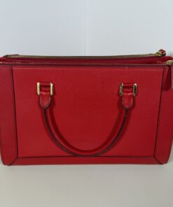 MCM Milano Red Saffiano Leather Medium Two-Way Tote Bag