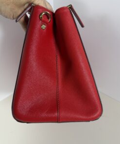 MCM Milano Red Saffiano Leather Medium Two-Way Tote Bag