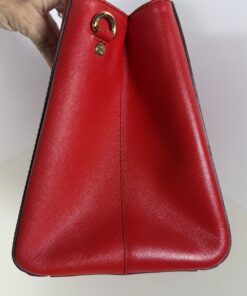 MCM Milano Red Saffiano Leather Medium Two-Way Tote Bag