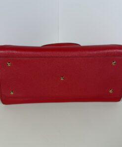 MCM Milano Red Saffiano Leather Medium Two-Way Tote Bag