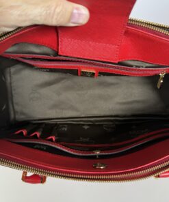 MCM Milano Red Saffiano Leather Medium Two-Way Tote Bag