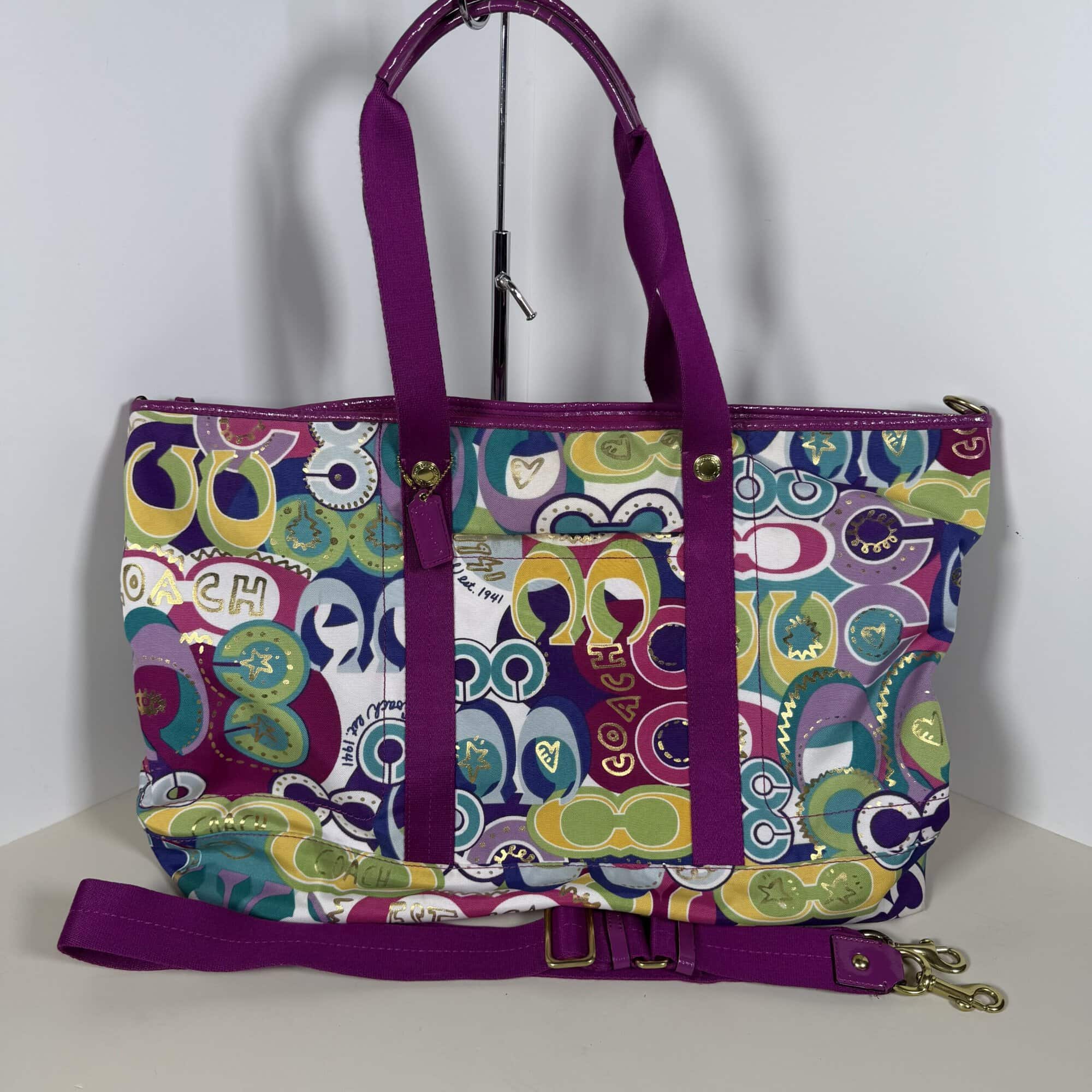 Coach Vintage Poppy Graffiti Hearts Glam Tote Bag