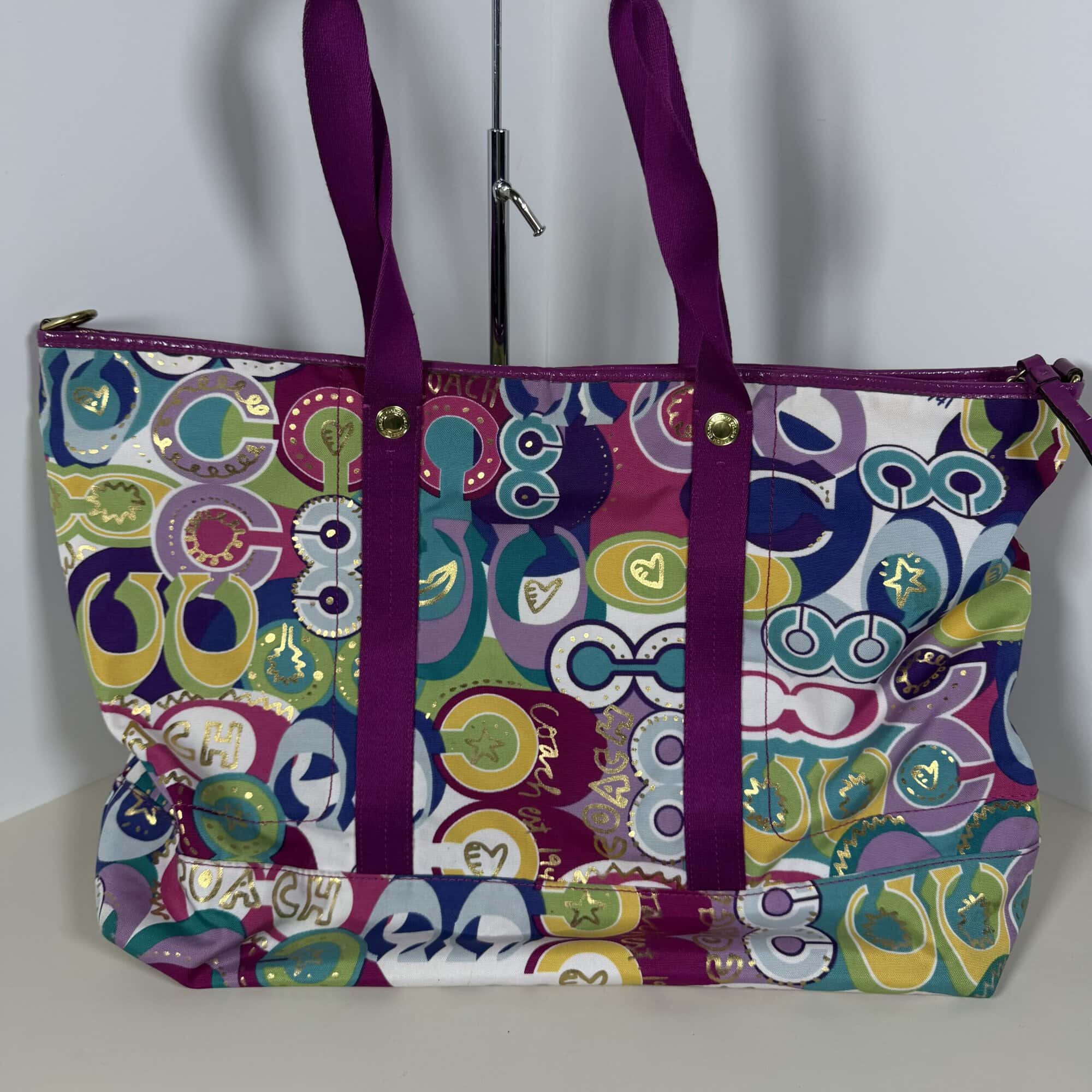 Coach Vintage Poppy Graffiti Hearts Glam Tote Bag
