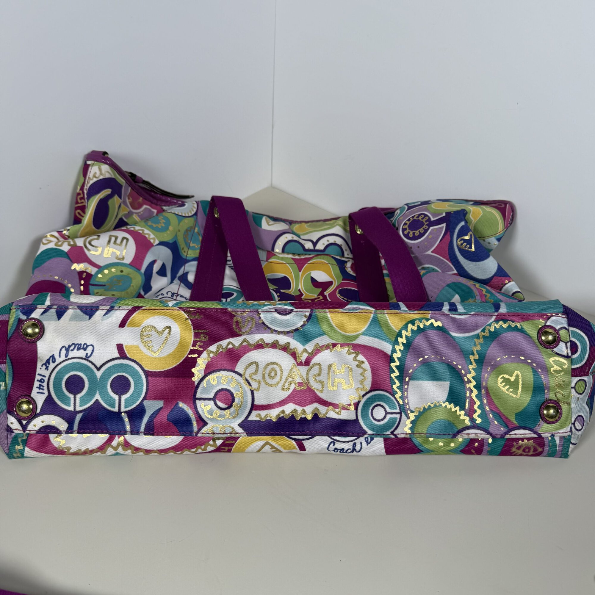 Coach Vintage Poppy Graffiti Hearts Glam Tote Bag