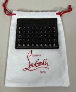 Christian Louboutin Black Grained Leather Kios Spikes Card Holder