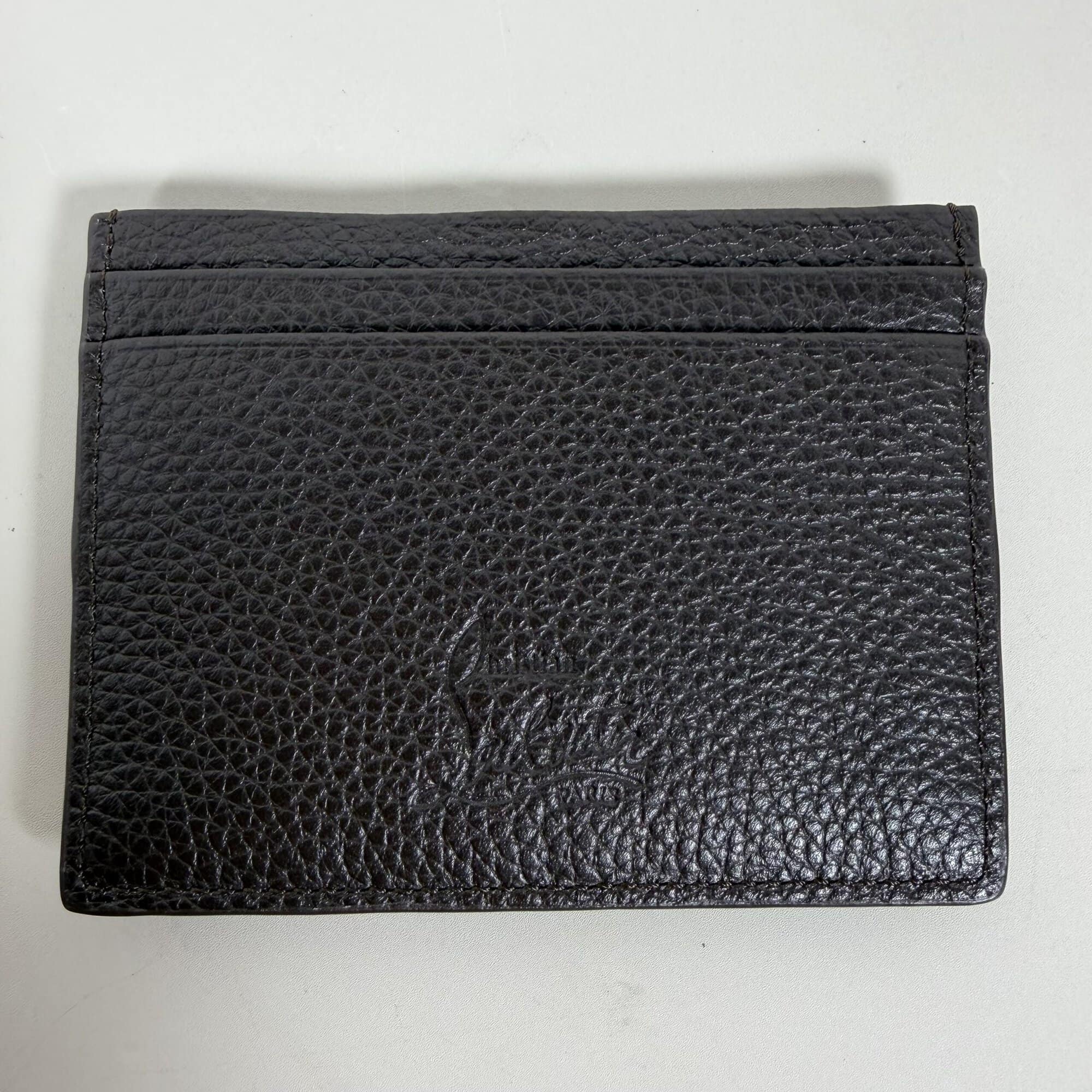 Christian Louboutin Black Grained Leather Kios Spikes Card Holder image 3