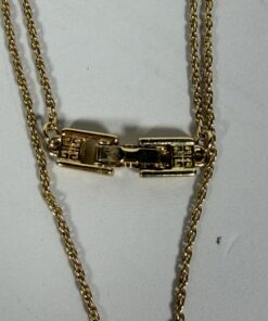 Vintage Givenchy Gold Tone Bow & 4G Logo Circle Pendant Necklace
