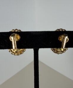 Vintage Christian Dior Gold Plated Oval Iridescent Pearl Rope Border Clip-On Earrings