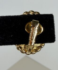 Vintage Christian Dior Gold Plated Oval Iridescent Pearl Rope Border Clip-On Earrings