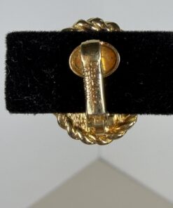 Vintage Christian Dior Gold Plated Oval Iridescent Pearl Rope Border Clip-On Earrings
