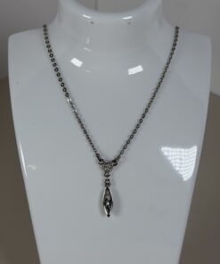 Swarovski Silver Tone Clear Crystal Marquise Leaf & Drop Pendant Necklace