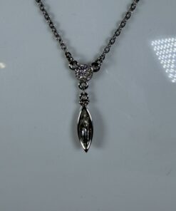 Swarovski Silver Tone Clear Crystal Marquise Leaf & Drop Pendant Necklace