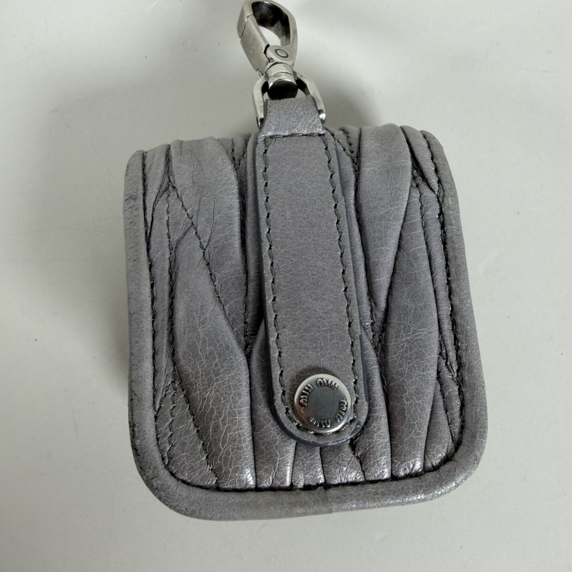 Miu Miu Nube Grey Matelassé Nappa Leather Multi-Functional Bag Charm image 2