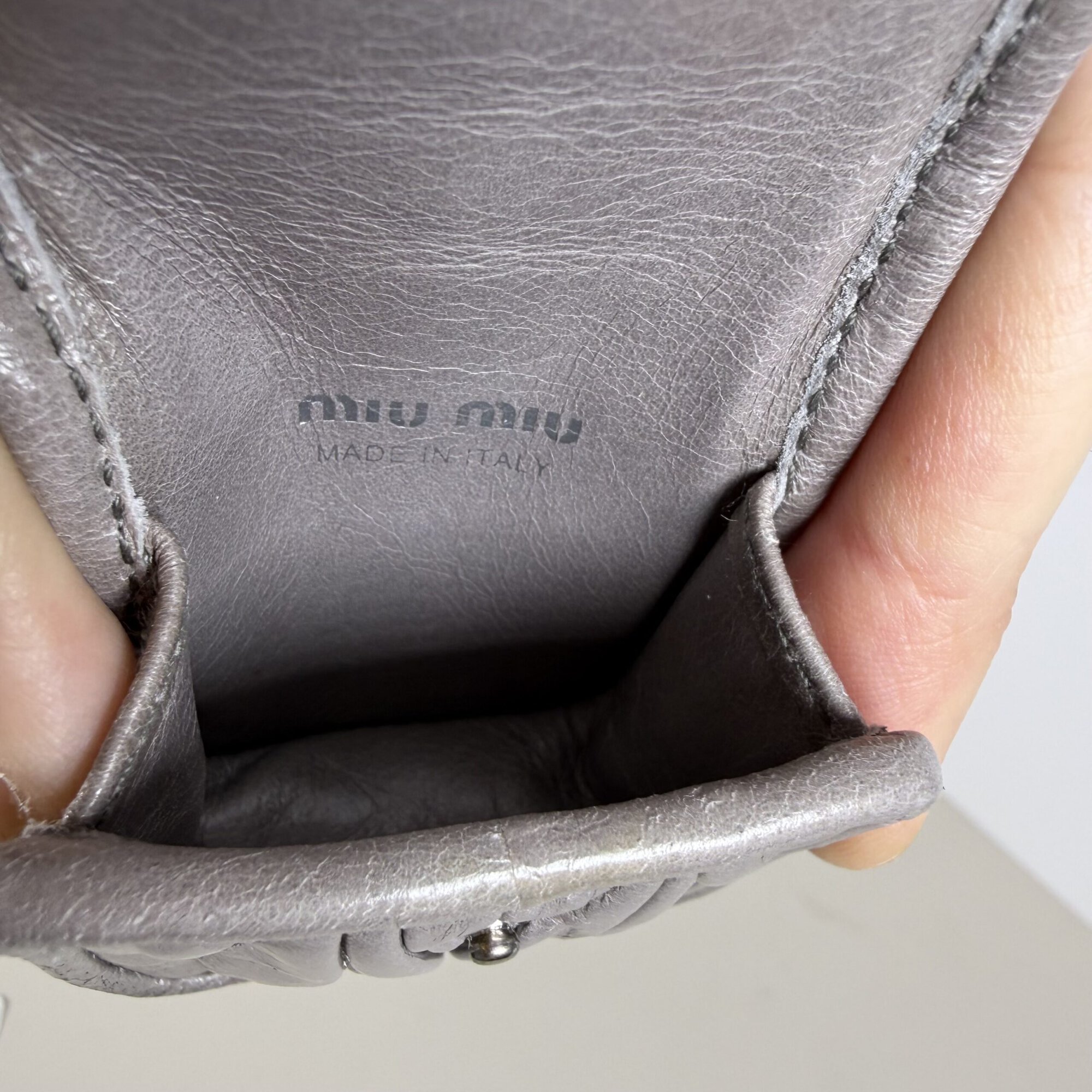 Miu Miu Nube Grey Matelassé Nappa Leather Multi-Functional Bag Charm image 6