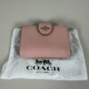 Coach Light Pink & Burgundy Crossgrain Leather Medium Corner Zip Wallet