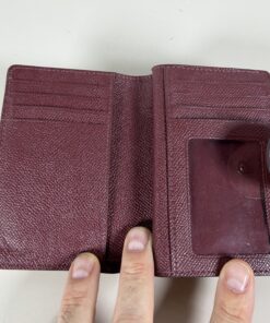 Coach Light Pink & Burgundy Crossgrain Leather Medium Corner Zip Wallet