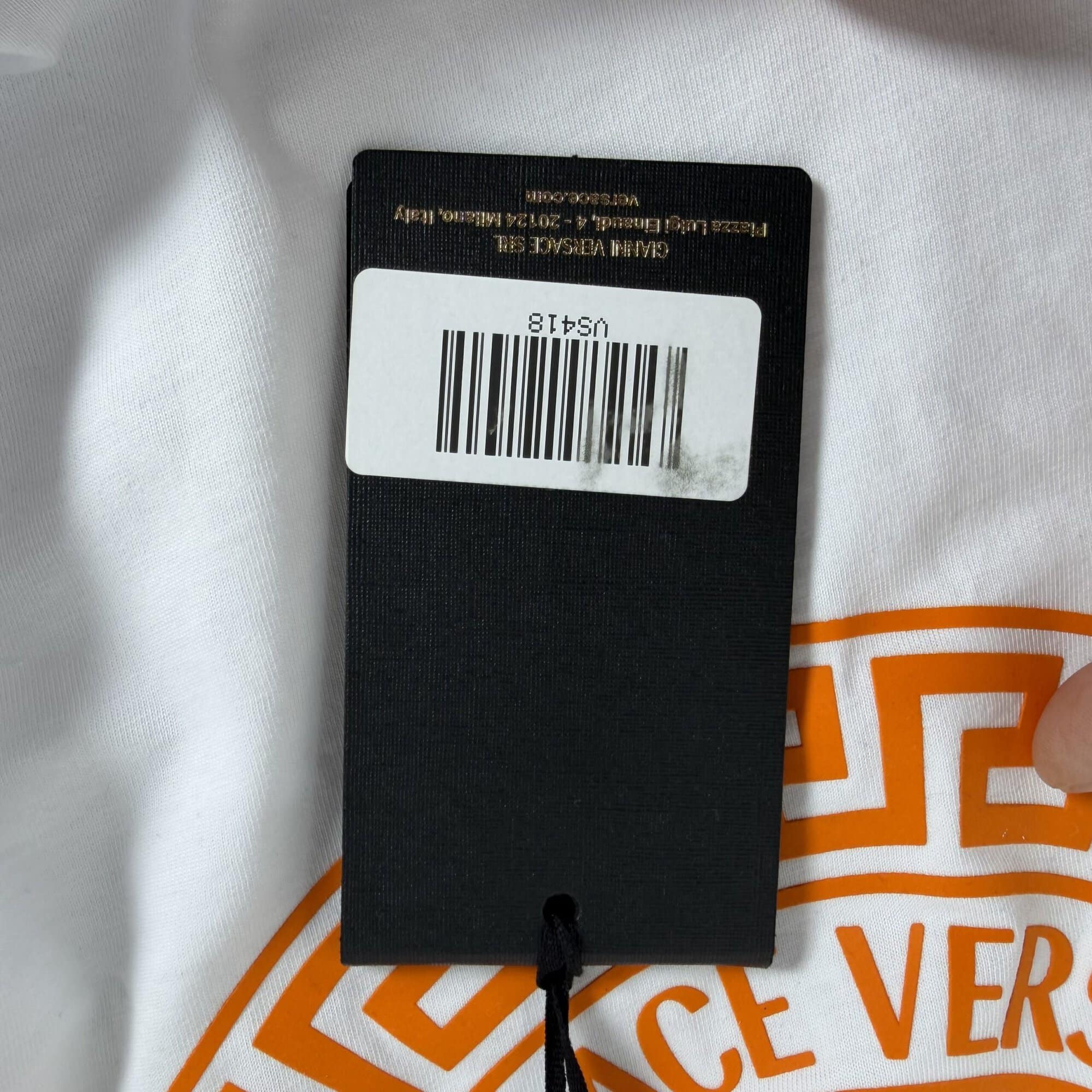 Versace NWT White & Orange Medusa Greca Circular Logo T-Shirt size XL mens image 6