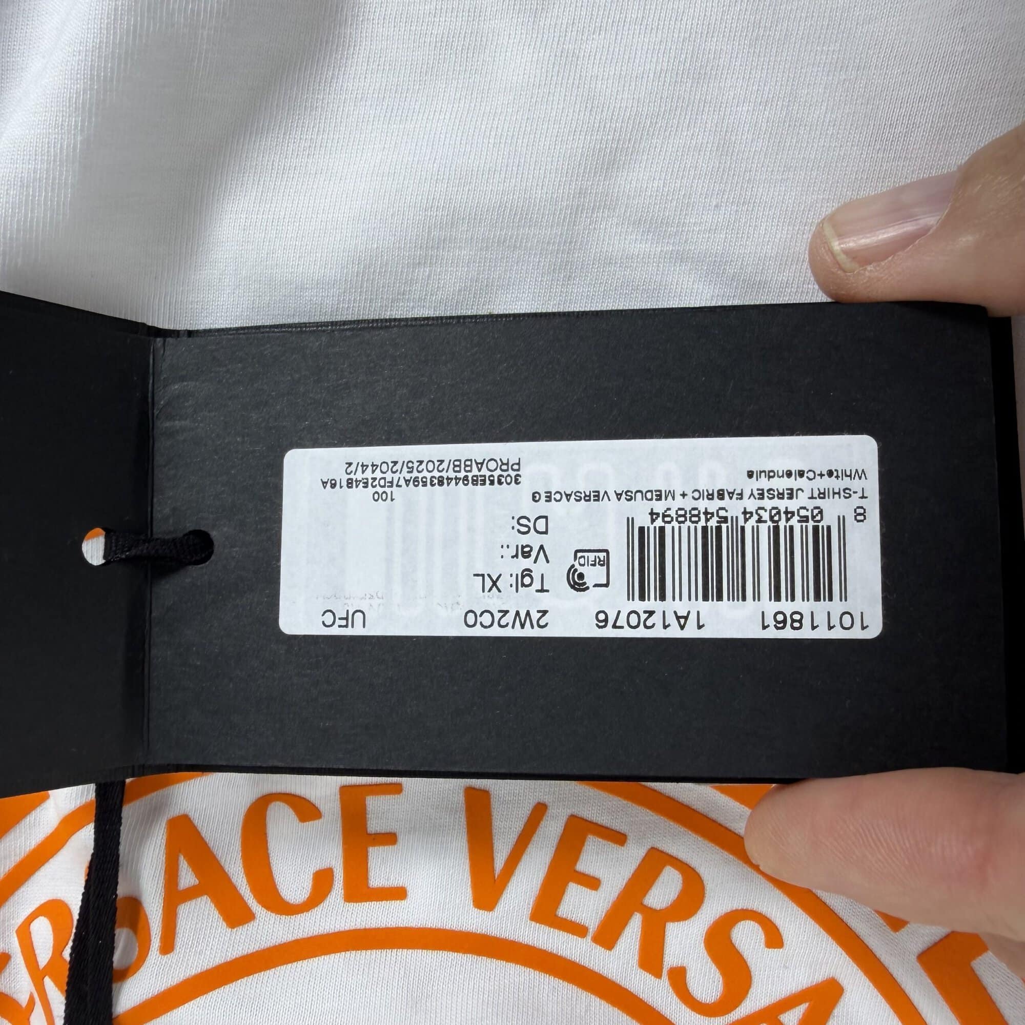 Versace NWT White & Orange Medusa Greca Circular Logo T-Shirt size XL mens image 8