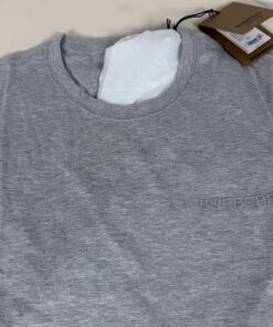 Burberry NWT Pale Grey Melange Jenson Embroidered Logo T-Shirt
