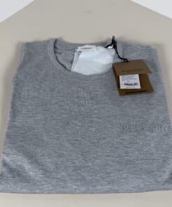 Burberry NWT Pale Grey Melange Jenson Embroidered Logo T-Shirt