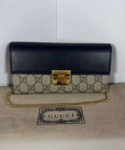 Gucci Small GG Supreme Padlock Continental Wallet on Chain