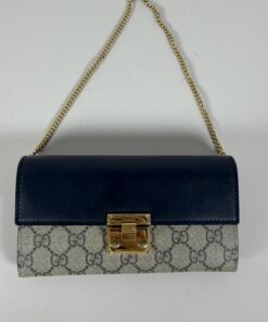 Gucci Small GG Supreme Padlock Continental Wallet on Chain