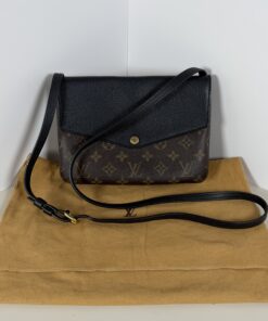 Louis Vuitton Monogram Noir Black Leather Twice Pochette Crossbody Bag