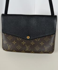Louis Vuitton Monogram Noir Black Leather Twice Pochette Crossbody Bag