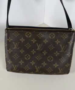 Louis Vuitton Monogram Noir Black Leather Twice Pochette Crossbody Bag - Image 3