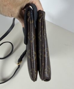 Louis Vuitton Monogram Noir Black Leather Twice Pochette Crossbody Bag - Image 7