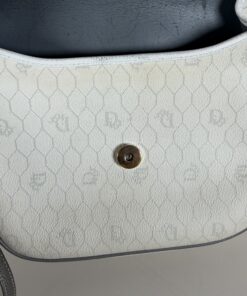 Vintage Christian Dior White Honeycomb Canvas Flap Shoulder Bag - Image 5