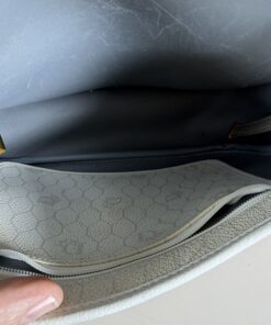 Vintage Christian Dior White Honeycomb Canvas Flap Shoulder Bag - Image 7