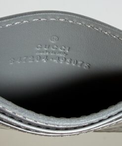 Gucci Metallic Silver GG Emblem Leather Pocket Card Holder