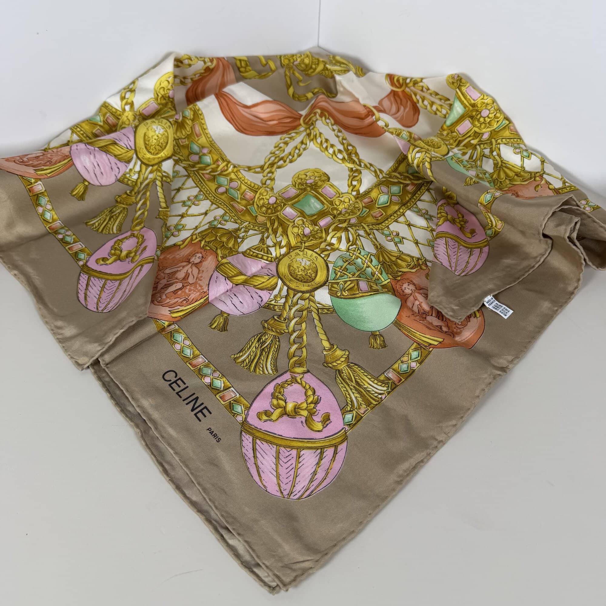 Vintage Celine Paris Baroque Jewel Easter Egg Motif Silk Scarf image 3