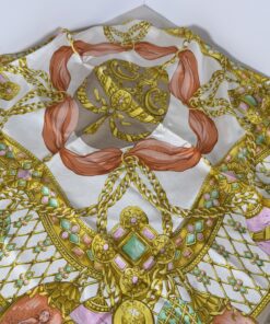 Vintage Celine Paris Baroque Jewel Easter Egg Motif Silk Scarf
