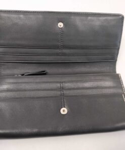 Coach Hamptons Black Leather White Contrast Stitch Long Flap Wallet - Image 7