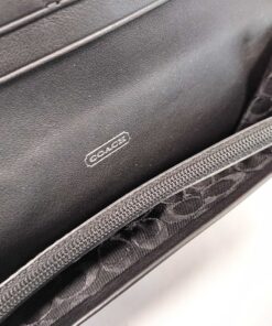 Coach Hamptons Black Leather White Contrast Stitch Long Flap Wallet - Image 8