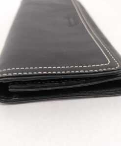 Coach Hamptons Black Leather White Contrast Stitch Long Flap Wallet - Image 5