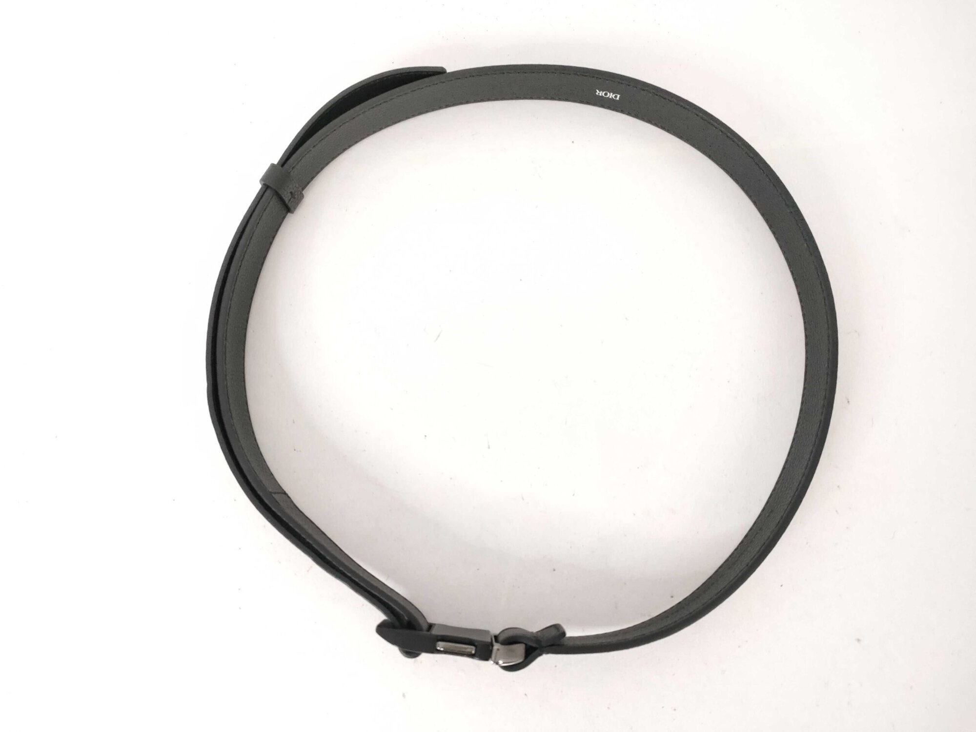 Christian Dior Men's Matte Black CD Quick-Release Tactical Buckle Grained Leather Belt - Image 3
