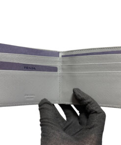 Prada Marmo Gray Saffiano Leather Debossed Logo Slim Bifold Wallet - Image 3