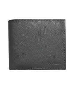 Prada Marmo Gray Saffiano Leather Debossed Logo Slim Bifold Wallet