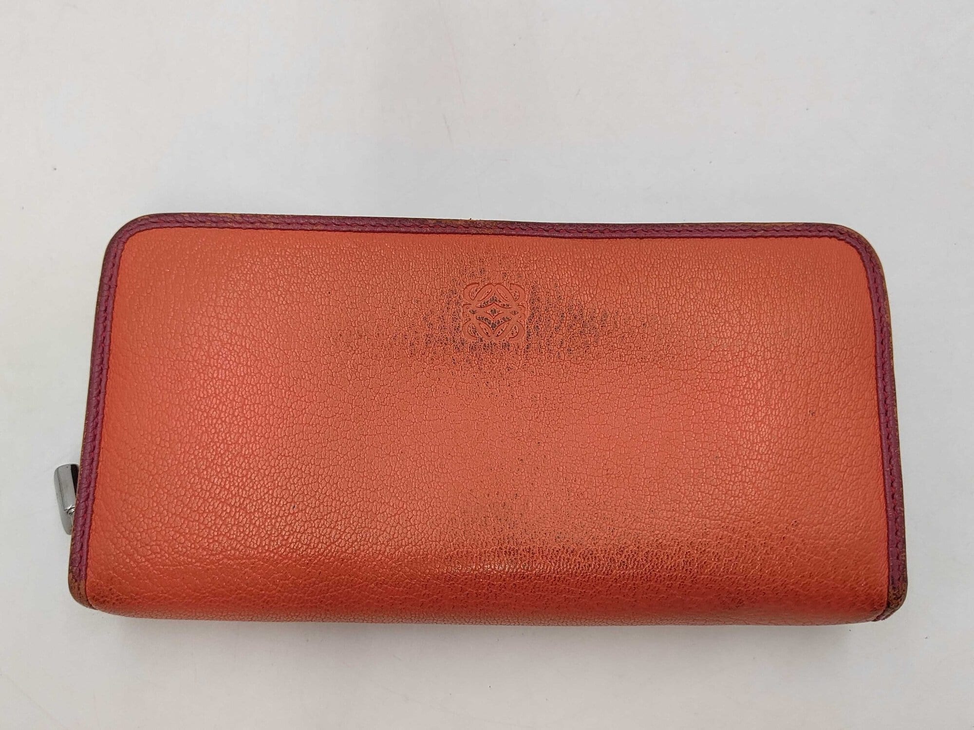 Loewe Coral Red Amazona Cadena Anagram Zip-Around Wallet