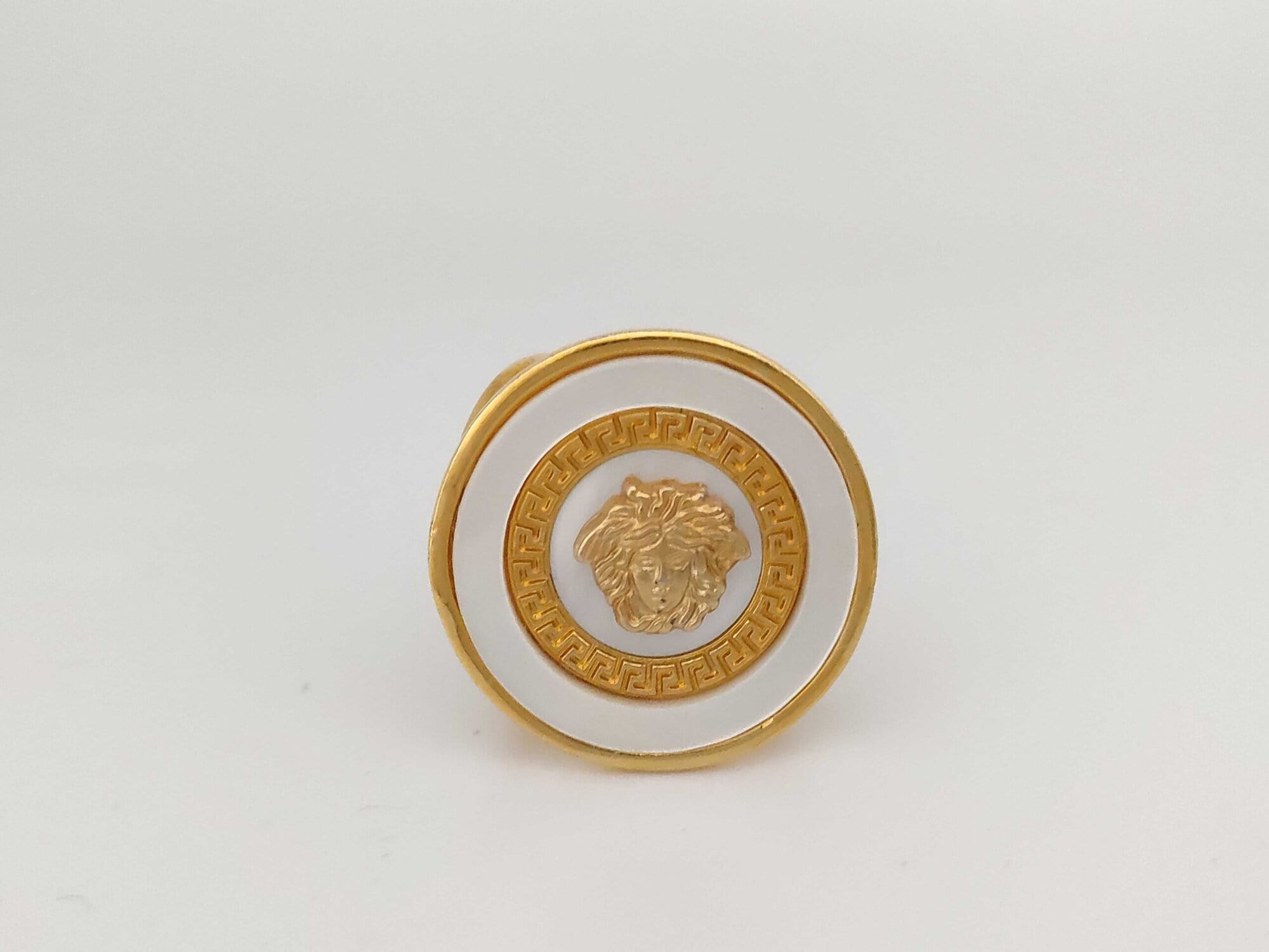 Gianni Versace Medusa Greek Key Scarf Ring