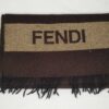 Fendi Dark Brown & Tan Wool Block Logo Stripe Fringed Scarf