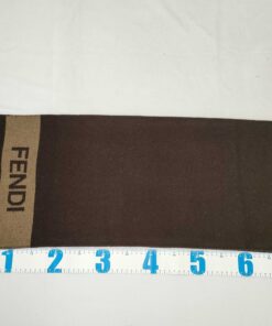 Fendi Dark Brown & Tan Wool Block Logo Stripe Fringed Scarf, additional view 5