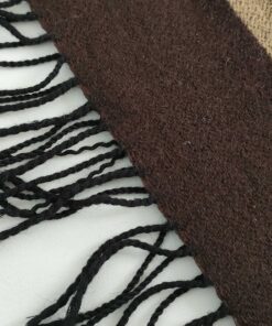 Fendi Dark Brown & Tan Wool Block Logo Stripe Fringed Scarf, additional view 6