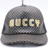 Gucci Black Lambskin GUCCY Star Print Mesh Trucker Baseball Cap